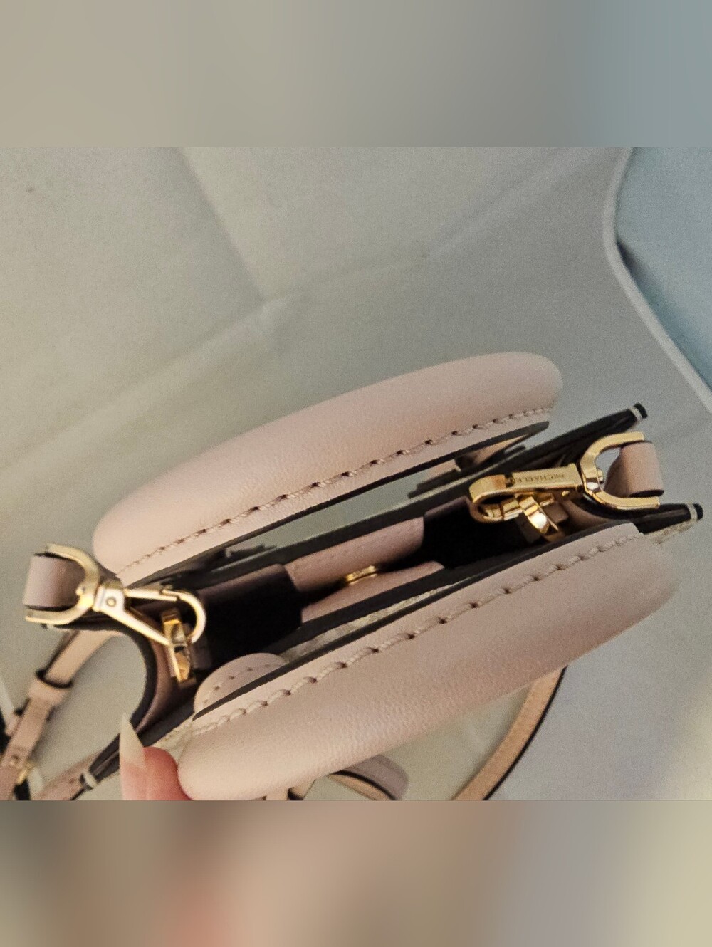 Michael Kors Cream and Pink Signature Mini Crossbody Tote - Picture 5 of 9